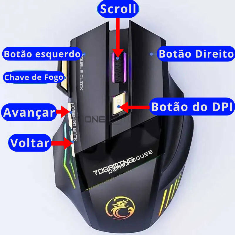 Mouse Gamer iMICE GW-X7 Dual MODE 3200 DPI - Saiph Web