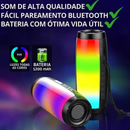 Caixa de som portátil -Bluetooth - USB - Rádio - Cartão de Memória LED coloridas de 360° - Saiph Web
